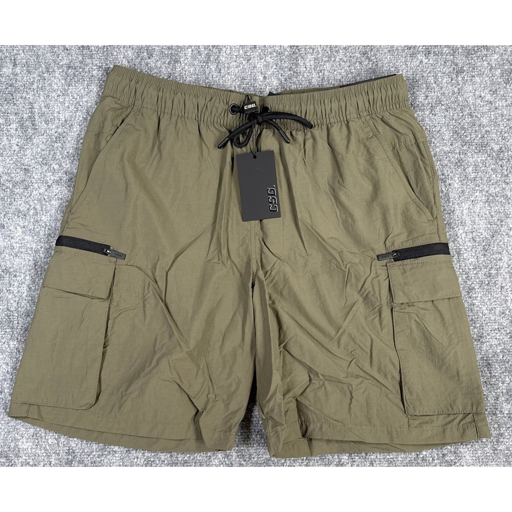 CSG Cargo City Wind Shorts Mens Medium Olive Green 8 Inch Inseam NWT